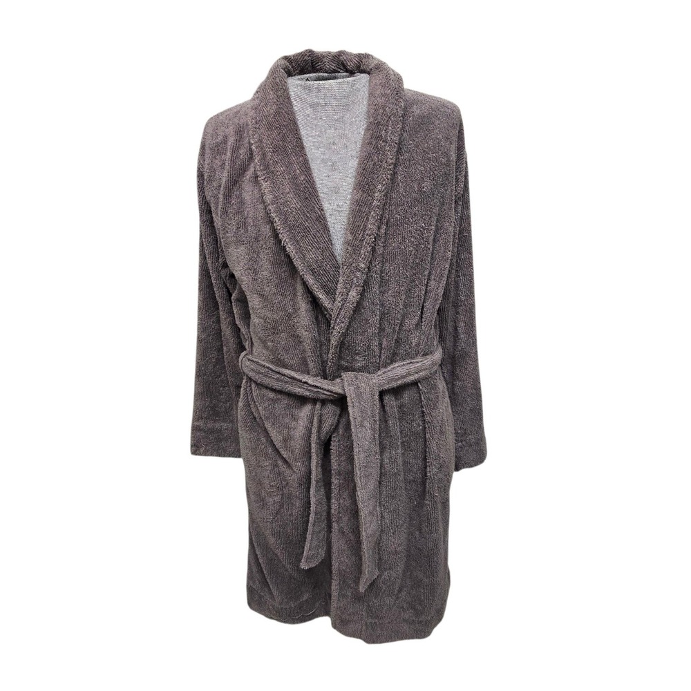 UGG Turner Terry Cloth Robe w Belt Cotton Charcoal Grey M/L Loungewear 1113412
